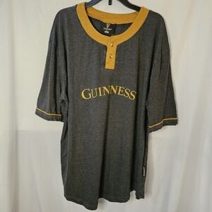 Guinness Grey And Mustard Baseball Tee Sz XL VTG Retro Branded Sporty Distinct